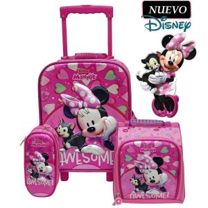 Set de Mochila con Ruedas EXTRA Oficio Lonchera y Cartuchera Minnie Mouse