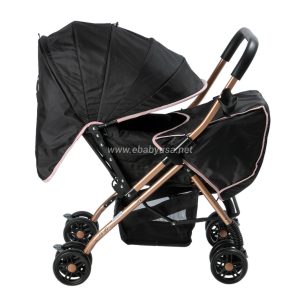 Coche Cuna de Lujo «BON» Reclinable Beige-Negro