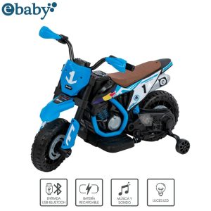 Motocicleta a Batería musical y Luces Ebaby Cod.349 Azul