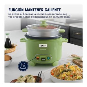 Olla Arrocera Oster 1.8L 3 en 1 Función de Sofrito Vaporera Verde