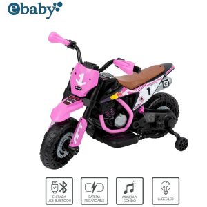 Motocicleta a Batería musical y Luces Ebaby Cod.349 Rosado