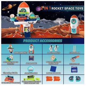 Juego Didáctico 2 en 1 Nave Espacial Maleta Con Accesorios Naranja