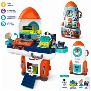 Juego Didáctico 2 en 1 Nave Espacial Maleta Con Accesorios Naranja