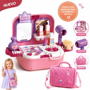 Juguete Maletin Tocador De Maquillaje 2 En 1 Rosado 008-703A