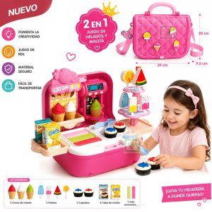 Juguete Set de Helados y Postres 2 en 1 Maletin Rosado 008-709A