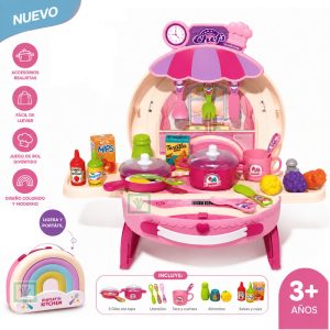Cocina de Juguete Portátil 2 en 1 con Accesorios Arcoiris 008-506A