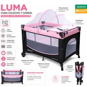 Cuna Colecho Luma Ebaby EB771 Rosado