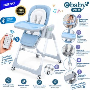 Silla de Comer Eléctrica Multifuncional Vita EB644 Ebaby Azul