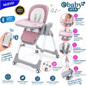 Silla de Comer Eléctrica Multifuncional Vita EB644 Ebaby Rosado
