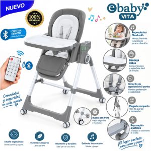 Silla de Comer Eléctrica Multifuncional Vita EB644 Ebaby Gris