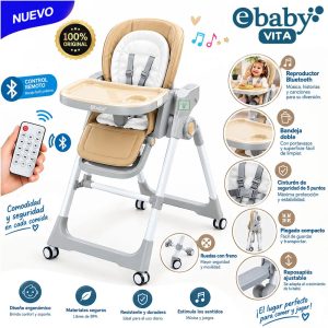 Silla de Comer Eléctrica Multifuncional Vita EB644 Ebaby Beige