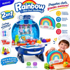 Cocina de Juguete Portátil 2 en 1 con Accesorios Arcoiris 008-507A Niño