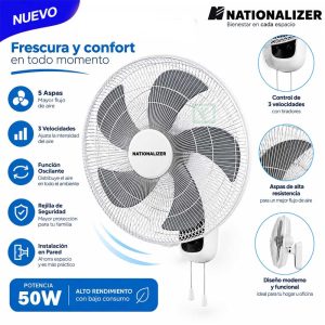Ventilador Pared Nationalizer NN-FW40826 55W Blanco