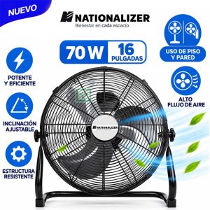 Ventilador de Piso Nationalizer 70W 16″ Negro
