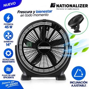 Ventilador de Piso y Mesa Nationalizer 14″ 45W NN-KYT35049 Negro
