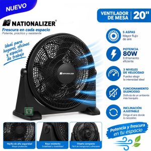 Ventilador de Piso Nationalizer 20″ NN-KYT50 80W Negro