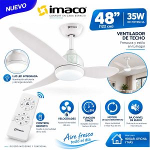 Ventilador de Techo Decorativo con Luz Led y Control CF4835DC