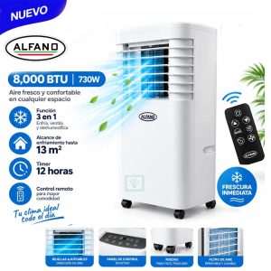 Aire Acondicionado Portátil ALFANO 8000 BTU 3 en 1 PAC-8